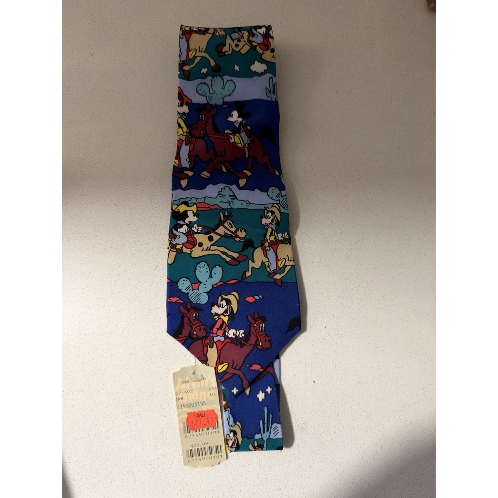 BALANCHINE DISNEY THE TIE WORKS GREEN/BLUE/YELLOW COWBOY THEME Neck Tie - New